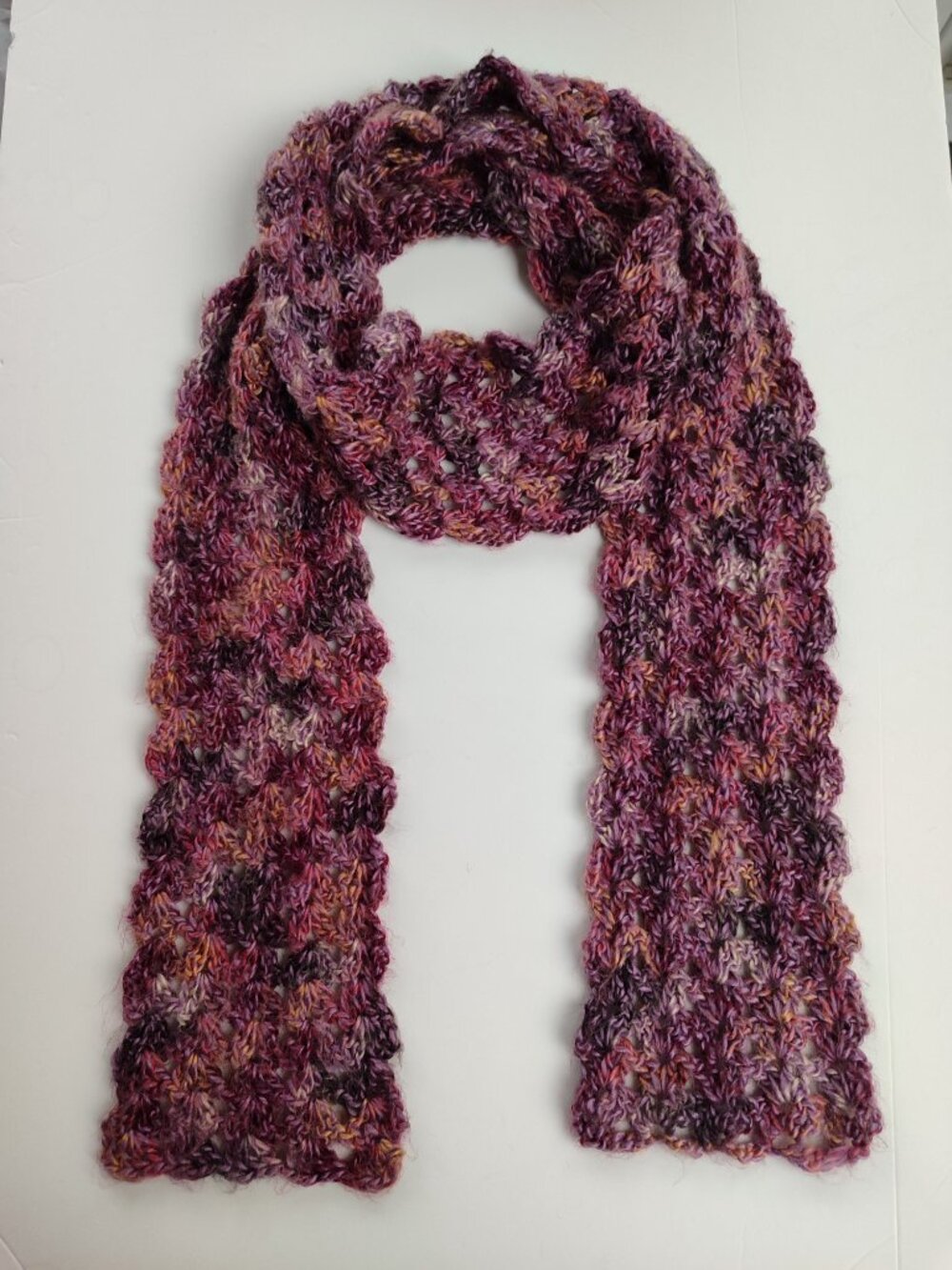 Handmade Multicolored Long Knit Scarf Cozy Accessory 70" x 5"
